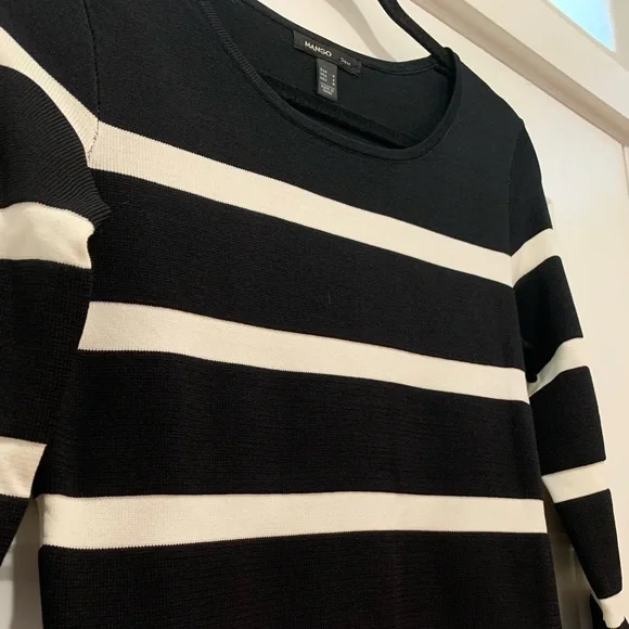 MANGO Suit Black and White Knit Bodycon Dress - Picture 4 of 6